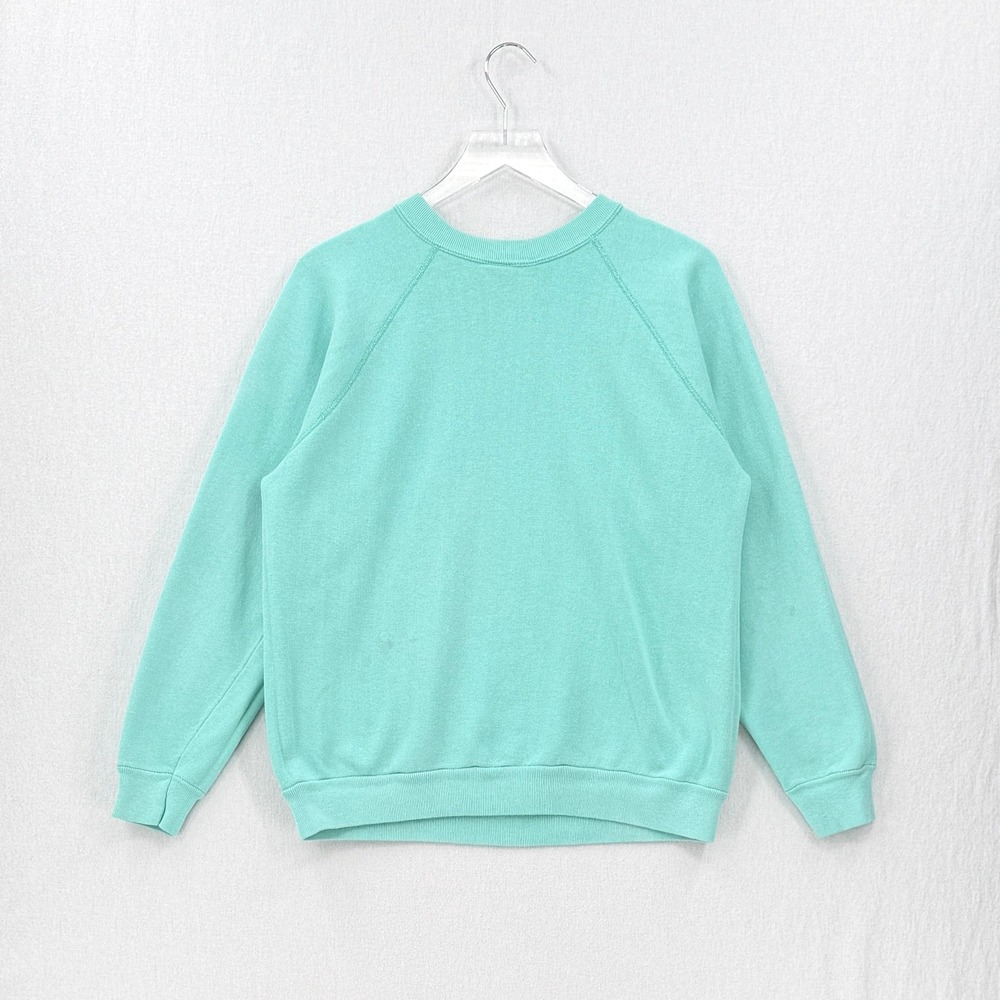 VINTAGE DISNEY Sweatshirt Large Teal Mickey Mouse Castle Balloons Crew Tultex - Picture 3 of 15